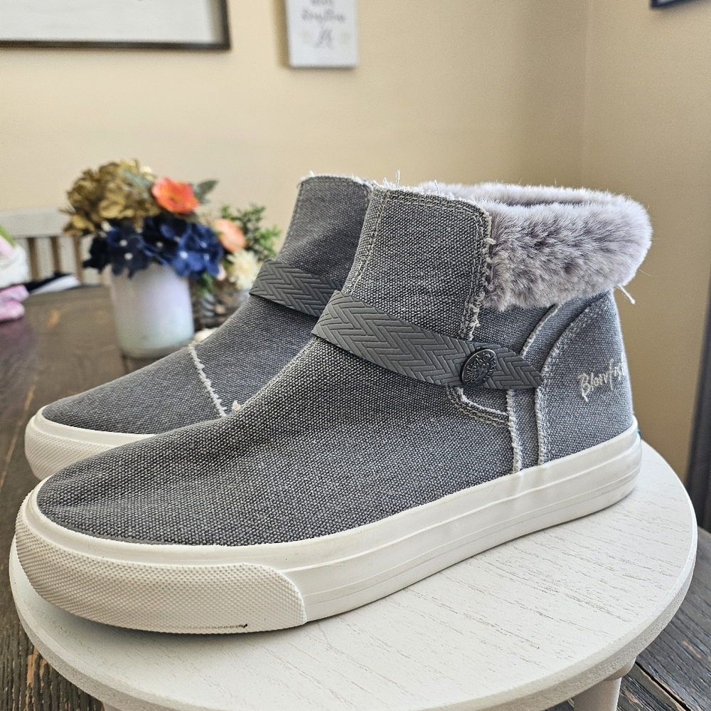 Blowfish Malibu Cotton Ankle Booties Faux Fur Womens 6 New without box